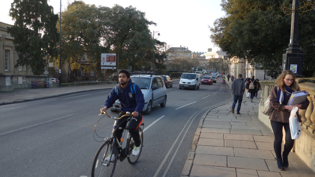 Road traffic with cyclist